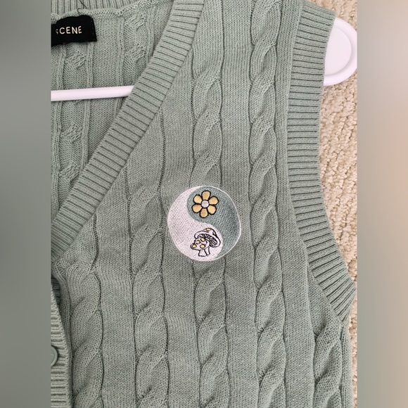COPY - Social Scene Cottagecore Mushroom Embroidered Cable Knit Sweater Vest Si… - Picture 2 of 6